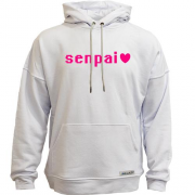 Худи без начеса с надписью "Senpai"