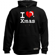 Худи без начеса с надписью "I love Xmas"