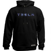 Худи без начеса с лого Tesla (молнии)