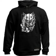 Худи без начеса Cat with skate black and white