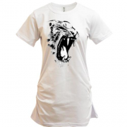 Подовжена футболка з пащею леопарда