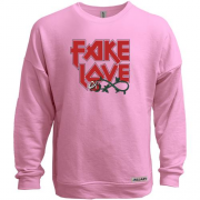 Свитшот без начеса с надписью "Fake love"