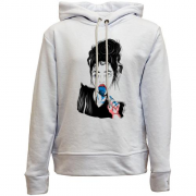 Детский худи без флиса Girl portrait art blue lollipop
