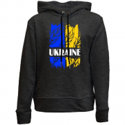Детский худи без флиса с надписью "Ukraine" на фоне флага