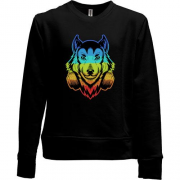 Детский свитшот без начеса Rainbow Wolf