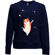 Детский свитшот без начеса Cat with hearts
