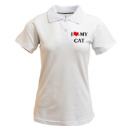 Жіноча футболка-поло I love my cat