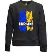 Детский свитшот без начеса с надписью "Ukraine" на фоне флага