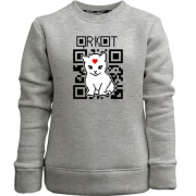 Детский свитшот без начеса "QR кот"