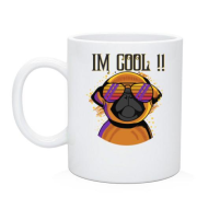 Чашка с мопсом и надписью "I'm cool"