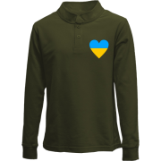 Детский лонгслив поло с украинским сердцем