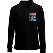 Дитячий лонгслів поло з написом Faith over Fear (Вишивка)