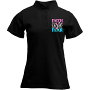 Футболка з коміром стійкою з написом Faith over Fear (Вишивка)