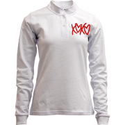 Лонгслив поло со стойкой XO-XO с сердечками (Вышивка)