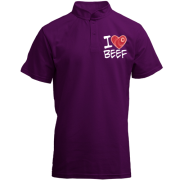 Футболка с воротником стойкой "I love Beef"