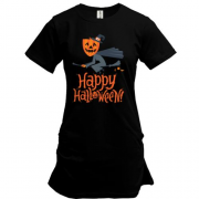 Подовжена футболка Halloween з відьмою на мітлі