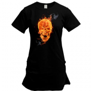 Подовжена футболка з вогненним черепом