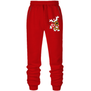 Штани з футера без начісу Олень в шарфі