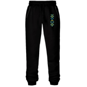 Штани з футера без начісу з піксельним орнаментом та гербом