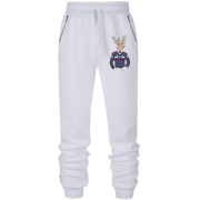 Штани з футера без начісу з новорічним оленем хіпстером