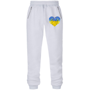 Штани з футера без начісу Серце із жовто-блакитних квітів