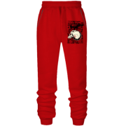 Штани з футера без начісу з черепом і сувоями