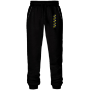 Штани з футера без начісу з жовто-синім візерунком-квітами (Вишивка)