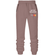 Штани з футера без начісу з написом 