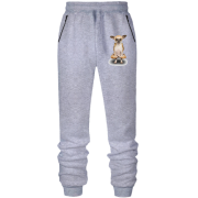 Штаны из футера без начеса с собакой йогой 2