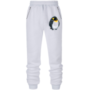 Штаны из футера без начеса с пингвином