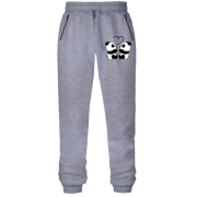 Штаны из футера без начеса с влюблёнными пандами и сердцем