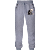 Штани з футера без начісу зі скелетом і котом