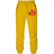 Штани з футера без начісу з написом 