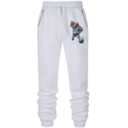 Штани з футера без начісу з бегемотом в залі