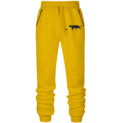 Штаны из футера без начеса кот с птичкой