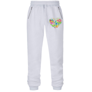 Штани з футера без начісу з серцем з квітів