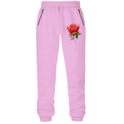 Штани з футера без начісу з намальованою трояндою