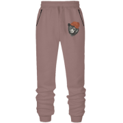 Штаны из футера без начеса с ведмедем в шапке