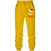 Штани з футера без начісу з написом "Цю футболку я надягаю раз на рік"