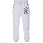 Штани з футера без начісу з написом 