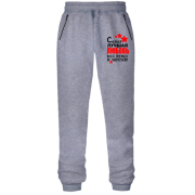 Штани з футера без начісу з написом 