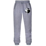 Штаны из футера без начеса с инь-янь котами