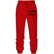 Штани з футера без начісу з написом 