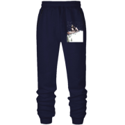 Штани з футера без начісу зі сноубордистом на борді