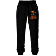 Штани з футера без начісу Halloween з відьмою на мітлі