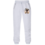 Штаны из футера без начеса Акварельный мопс показывает сердечко