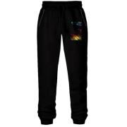 Штани з футера без начісу з абстрактним принтом