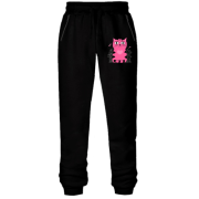 Штани з футера без начісу з милим рожевим котиком