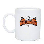 Чашка Надпись Halloween с тыквами