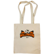 Сумка шоппер Надпись Halloween с тыквами